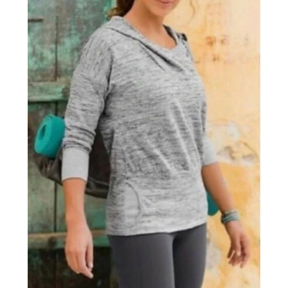 Athleta 2 Gray Heather Pullovers with Kangaroo Pockets, Batwing & Robin